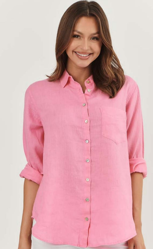 Lolly pink linen shirt