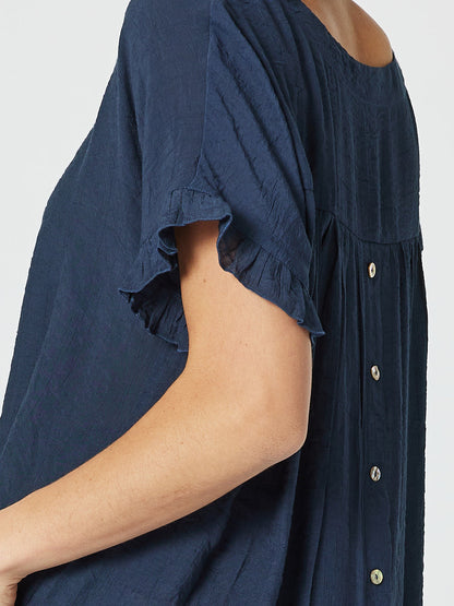 Button Back Top Navy