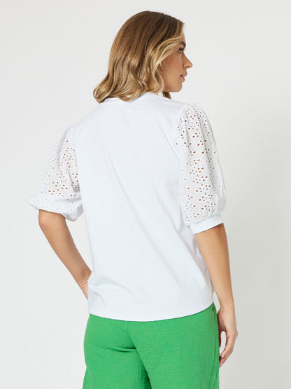 Kayla lace sleeve top white