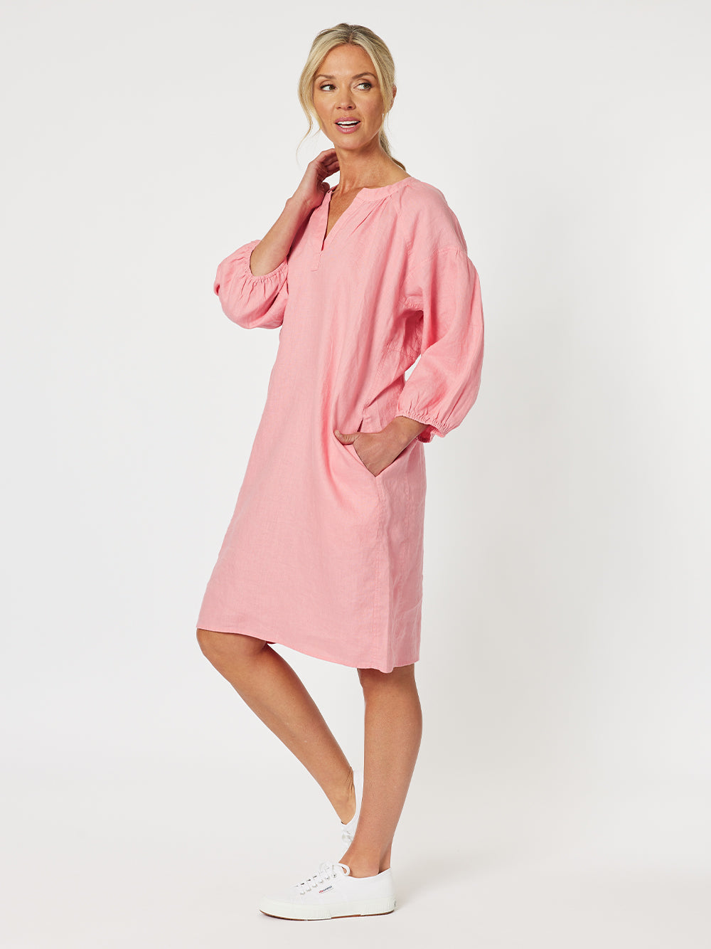 Judy Linen Dress Coral