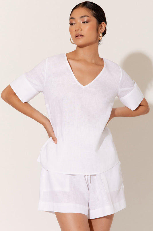 Sarah linen top white