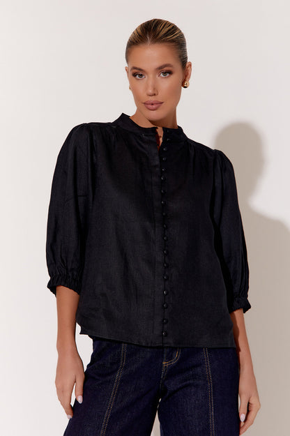 LILIAN BLACK 3/4 SLEEVE SHIRT (BLACK)