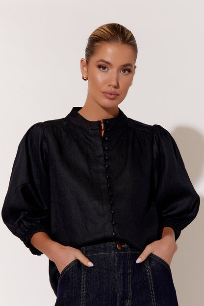 Lilian black 3/4 sleeve shirt (BLACK)