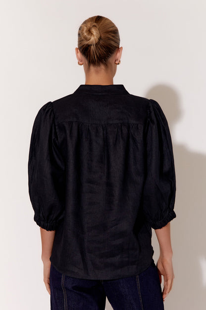 Lilian black 3/4 sleeve shirt (BLACK)