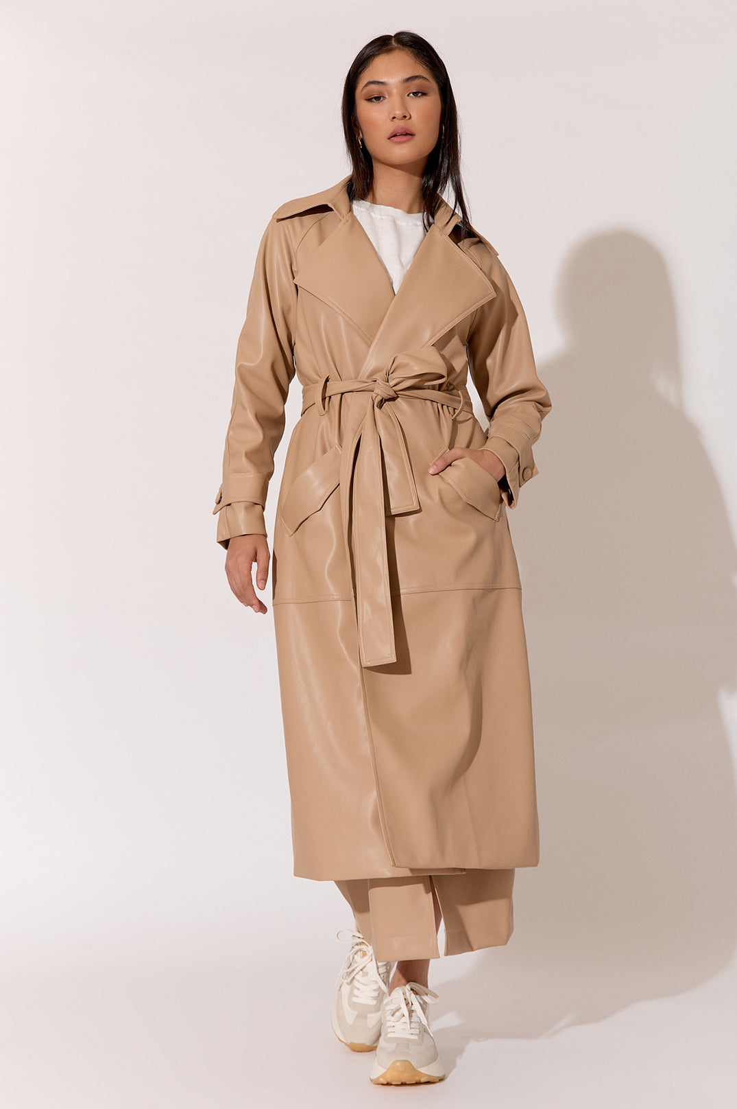 Zoe faux leather trench camel