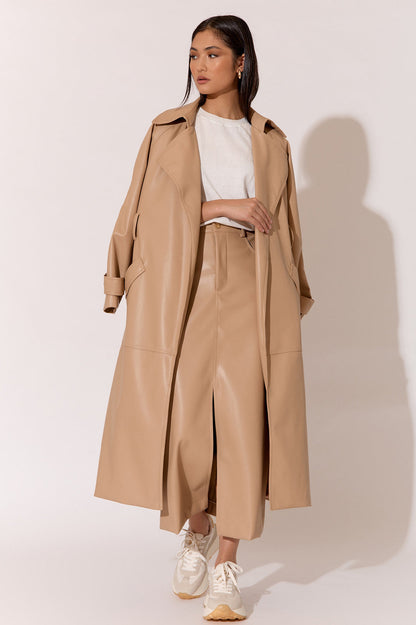 Zoe faux leather trench camel