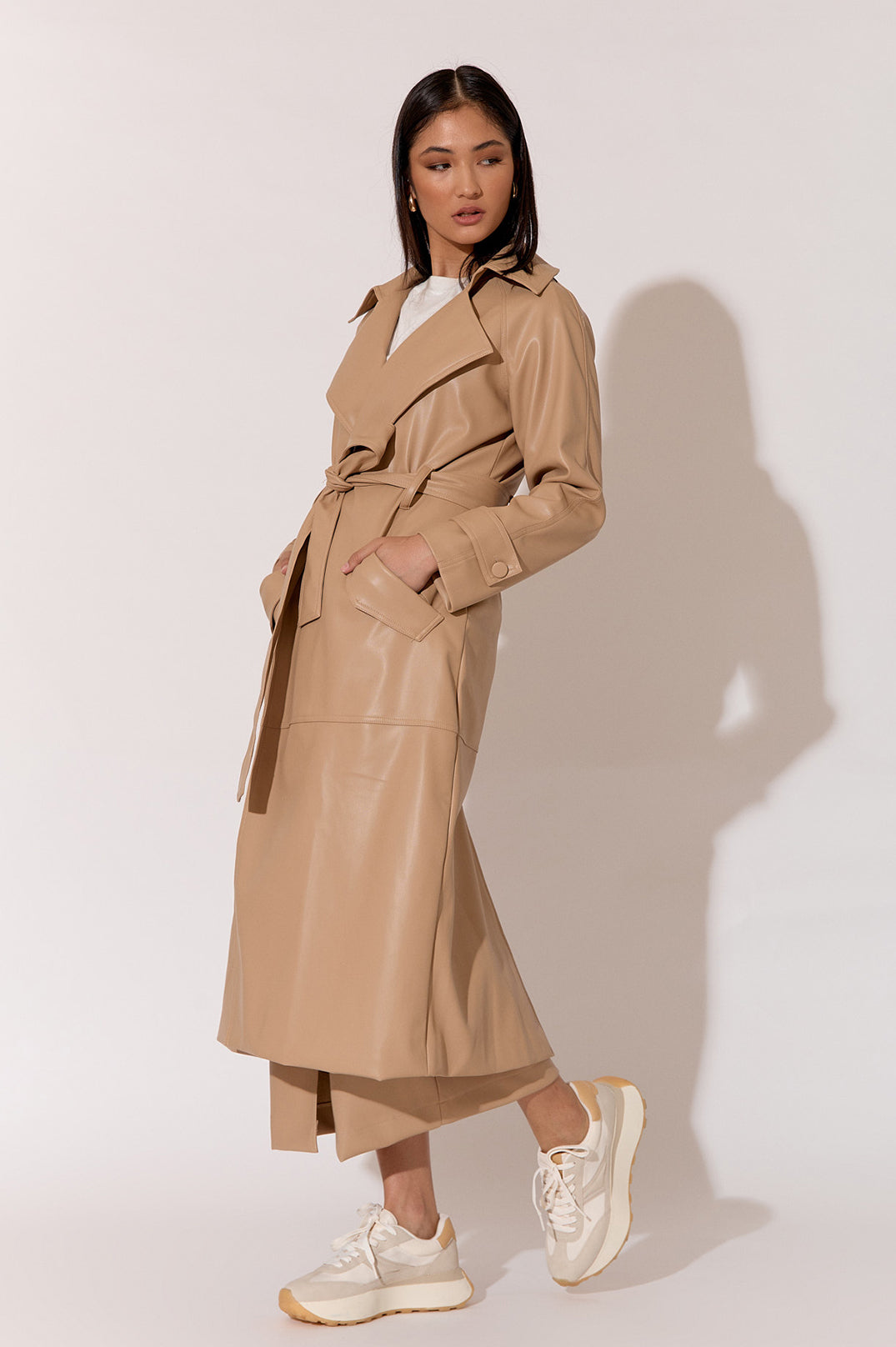 Zoe faux leather trench camel