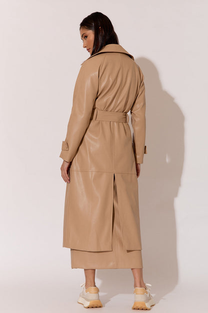 Zoe faux leather trench camel