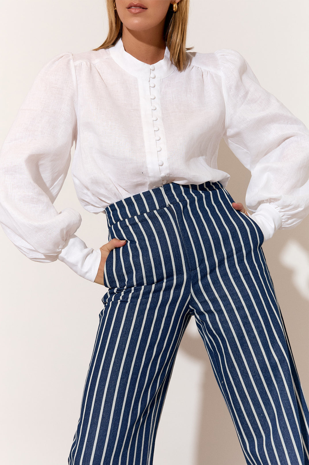 NISHA PINSTRIPE DENIM PANT (STRIPE)