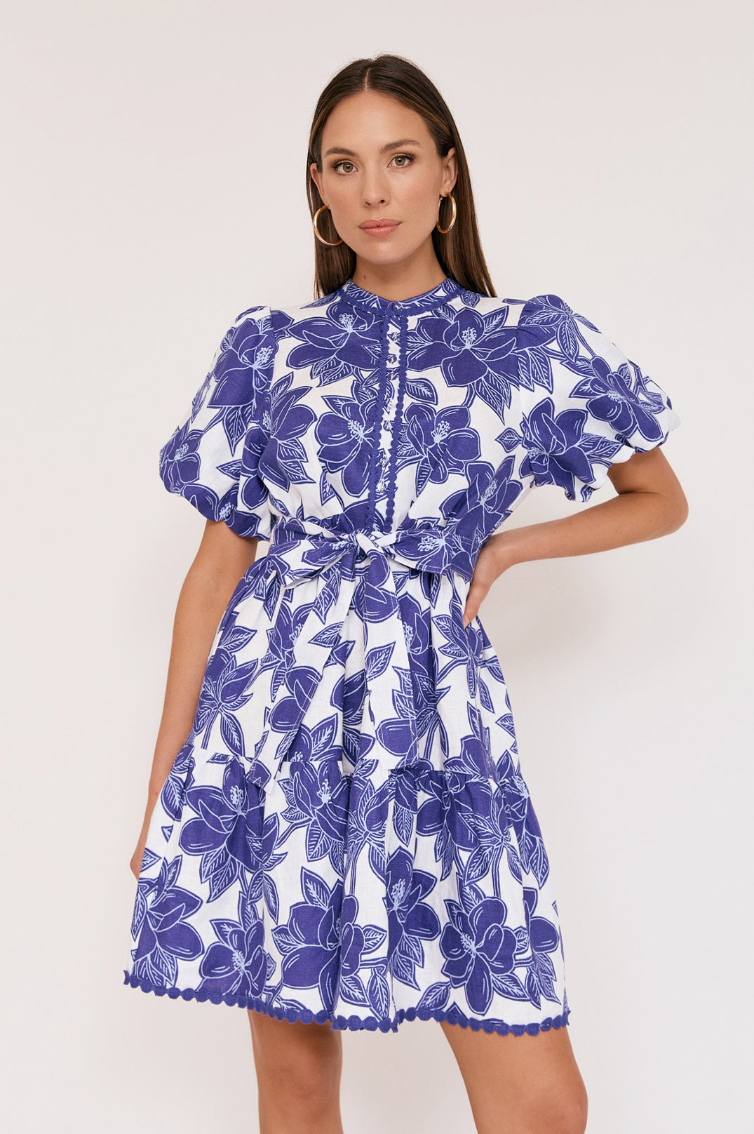 Jade printed linen dress