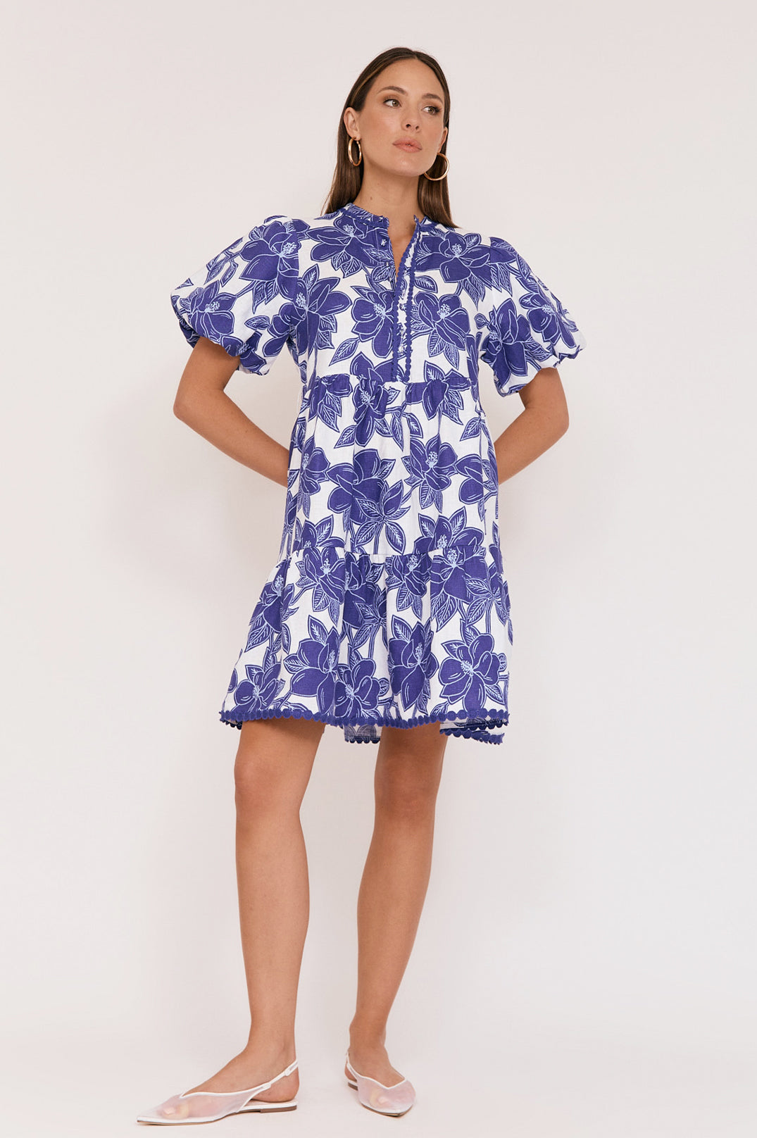 Jade printed linen dress