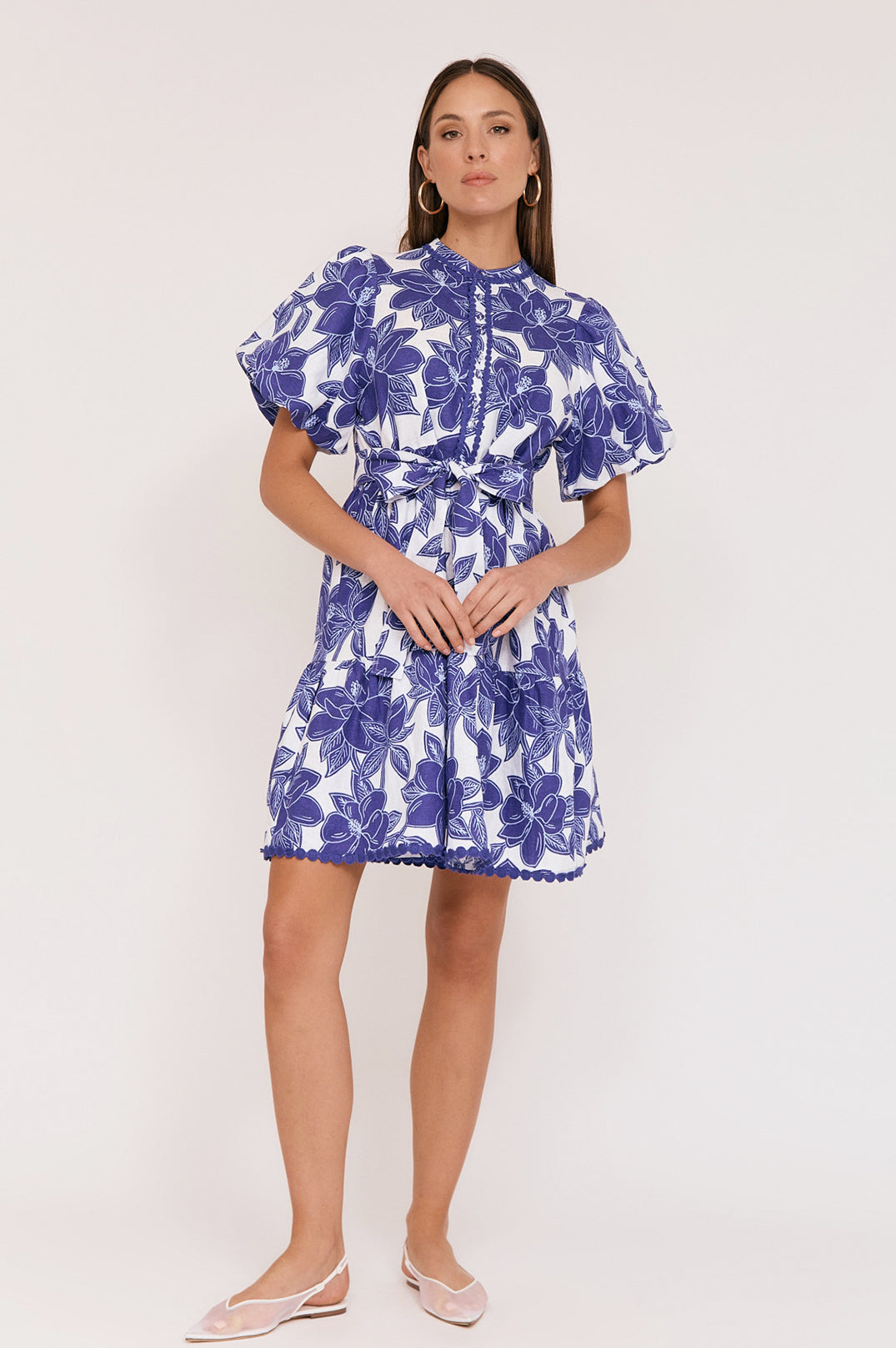 Jade printed linen dress