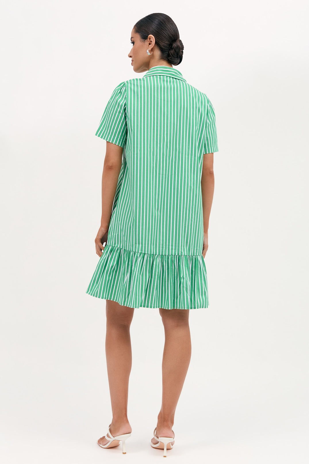 Nathalia Poplin Stripe Dress Green