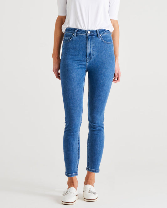 Betty Essential Mid-High Rise Skinny Stretchy Jeans - Vintage Blue