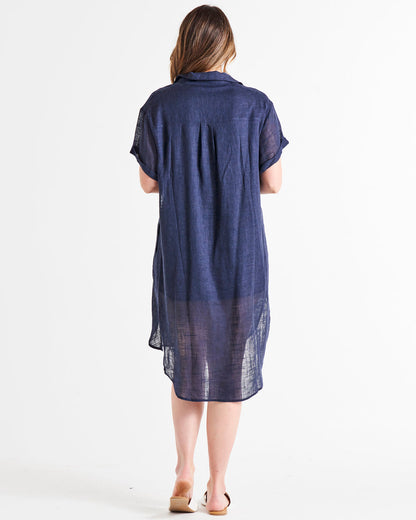 Lani linen shirt dress navy