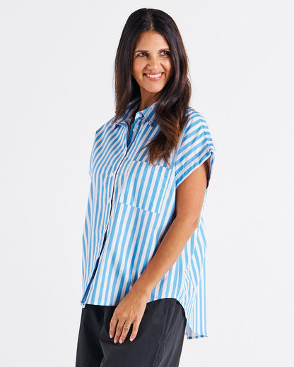 Mara short sleeve shirt blue stripe