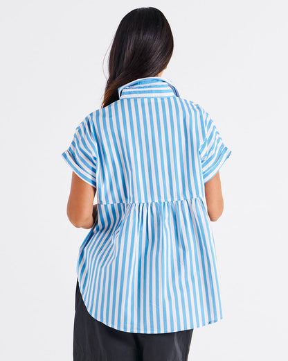 Mara short sleeve shirt blue stripe