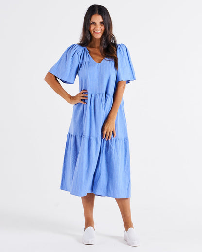 Regina linen dress Berry blue