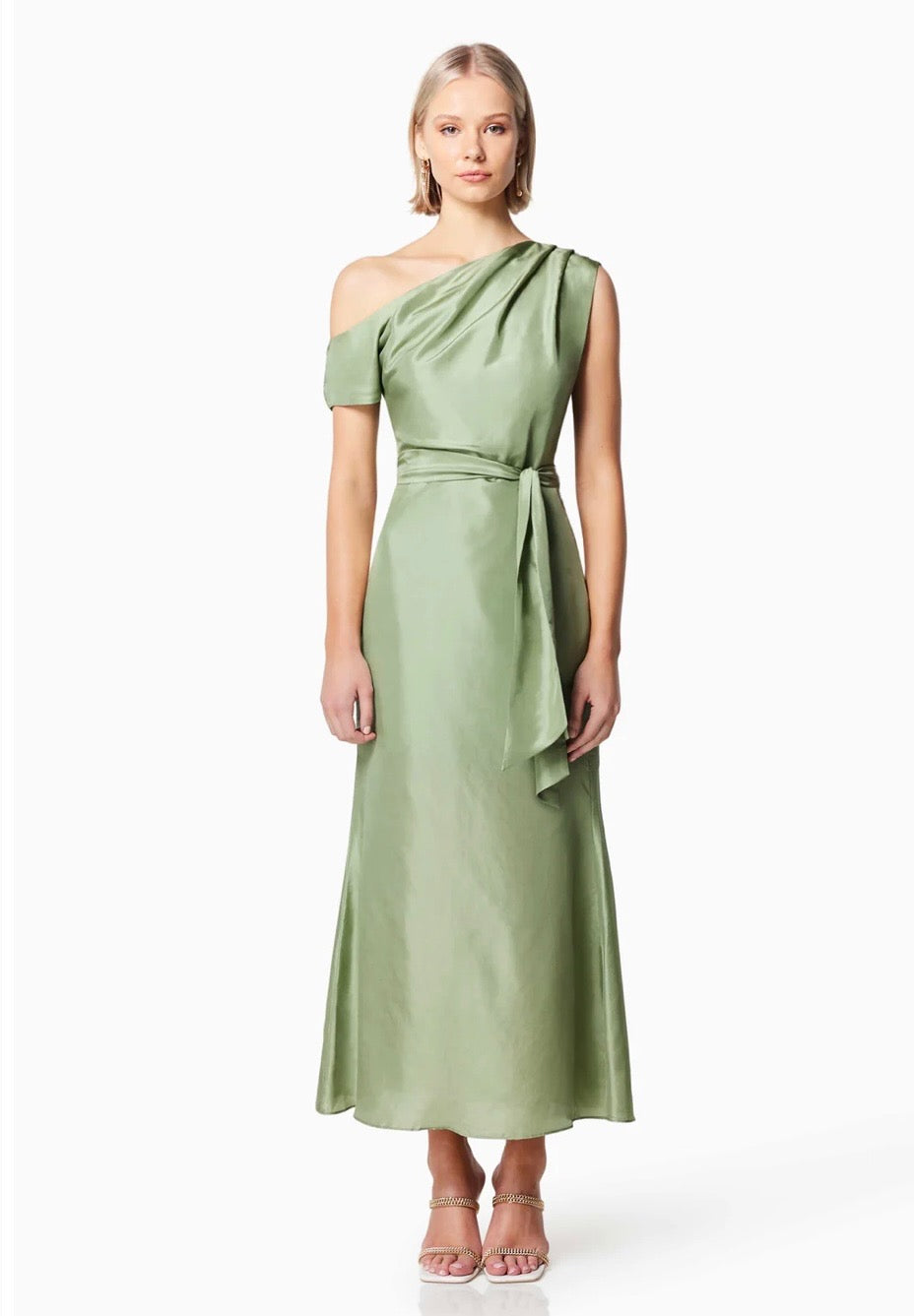 Finesse silk midi dress sage