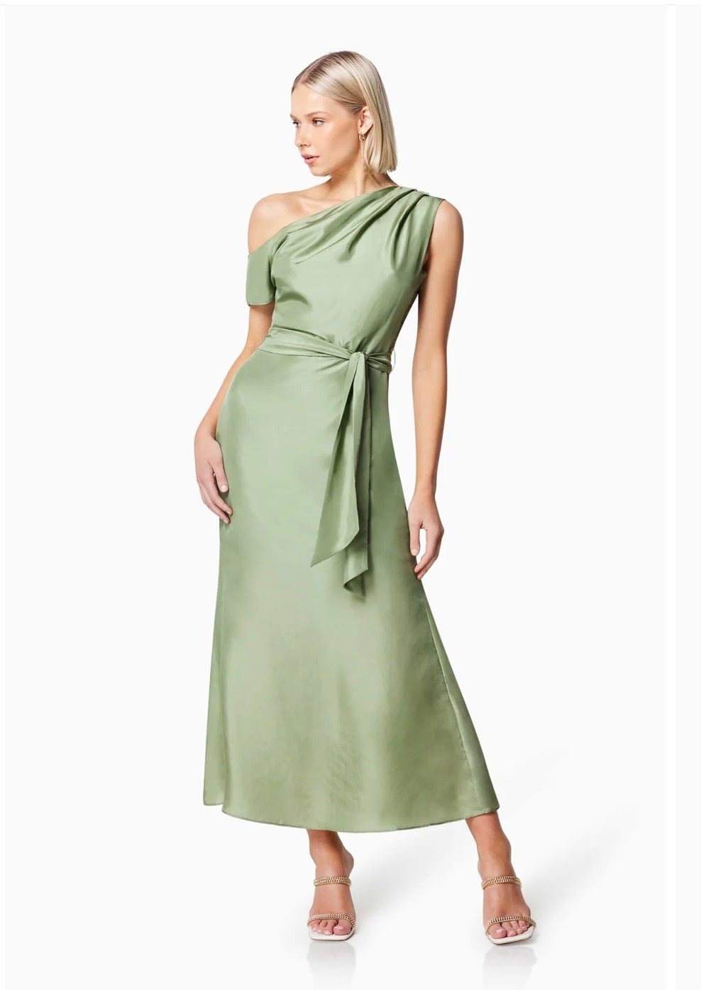 Finesse silk midi dress sage