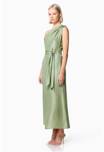 Finesse silk midi dress sage