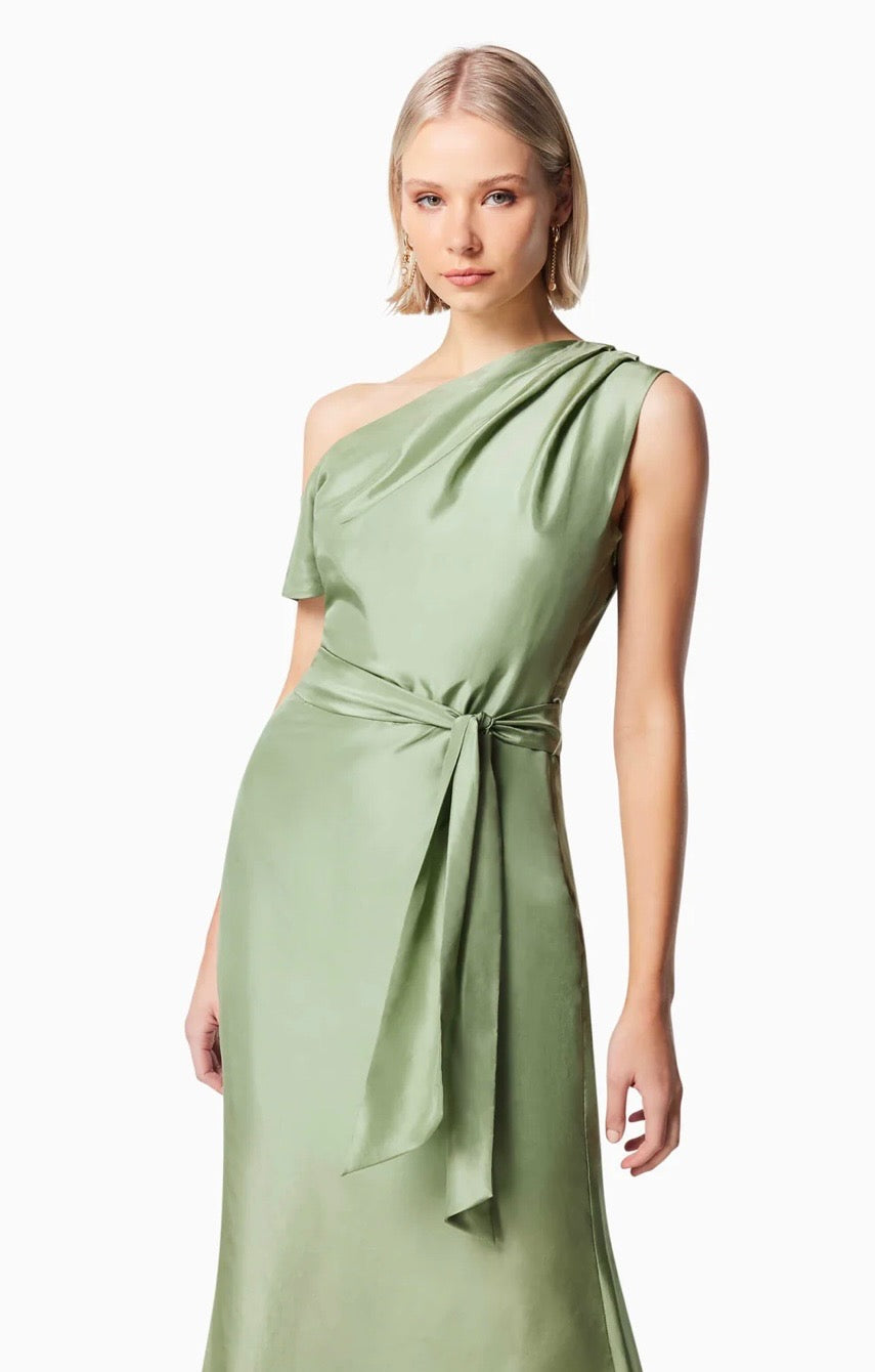 Finesse silk midi dress sage