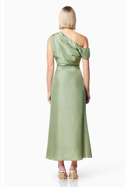 Finesse silk midi dress sage