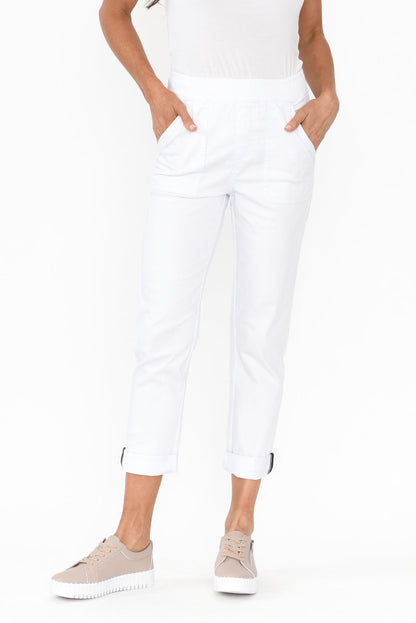 Isabella cotton pants white