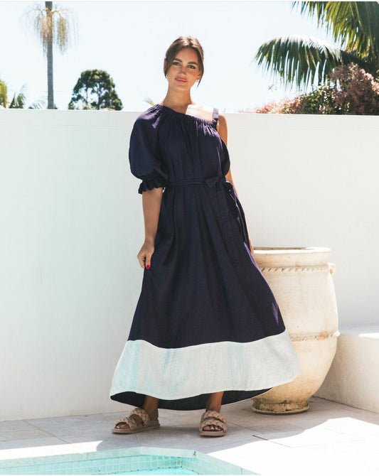 Sarah Maxi Dress Navy/White