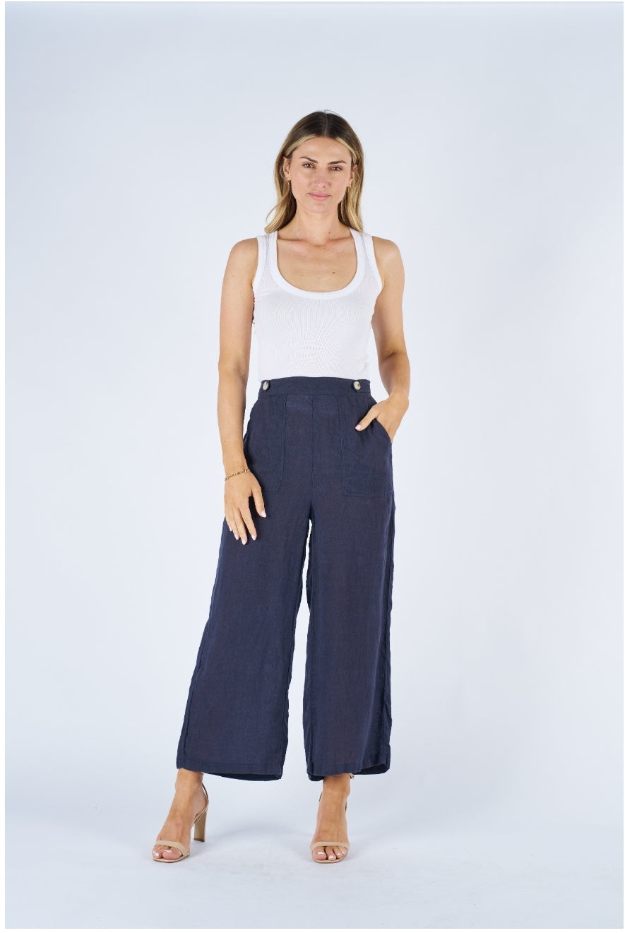 Genesis Linen Pants Navy