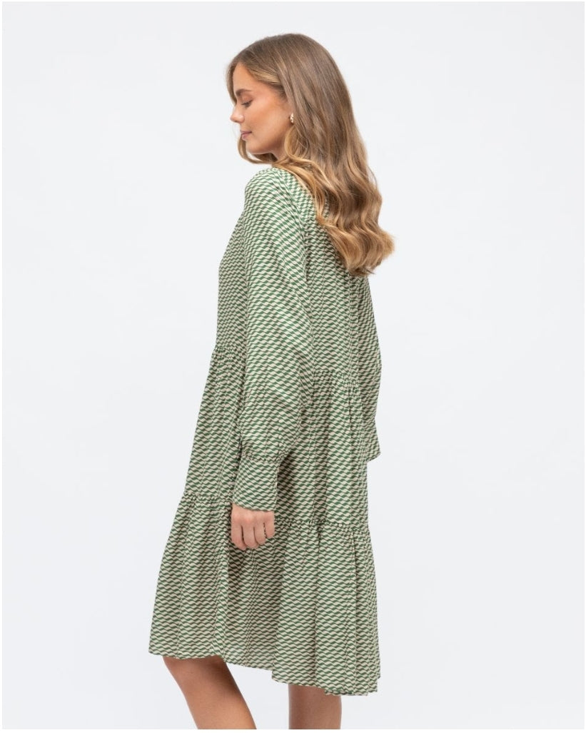 Swirl Smock Dress Green