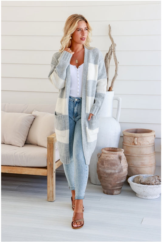 Grey Stripe Cardi