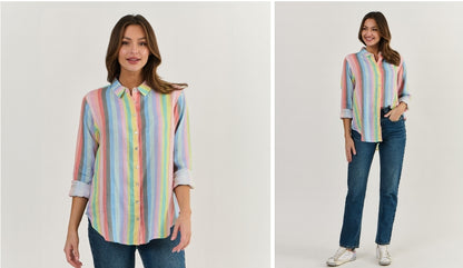 Paradise Linen Shirt Rainbow Stripe