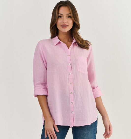 Pastel pink linen shirt