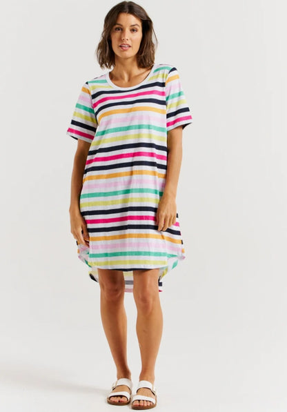 Nyree rainbow stripe dress