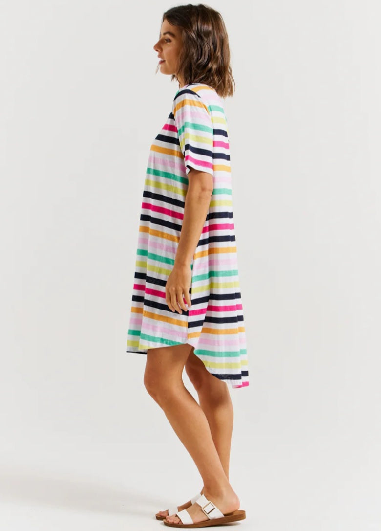 Nyree rainbow stripe dress