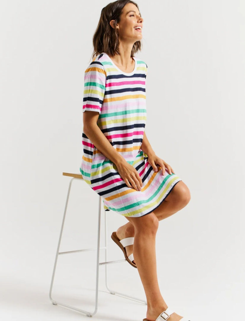 Nyree rainbow stripe dress