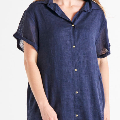 Lani linen shirt dress navy