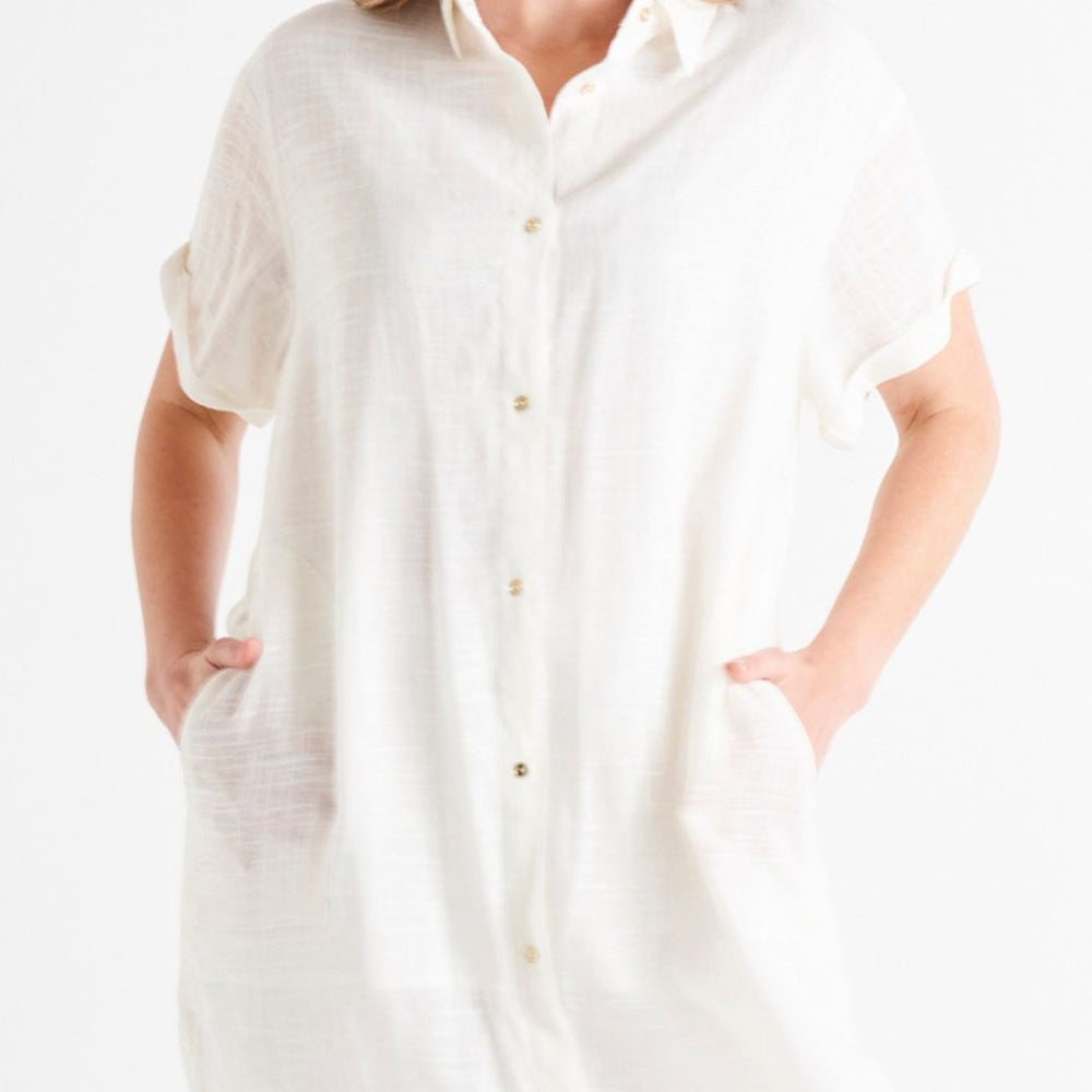 Lani linen shirt dress white