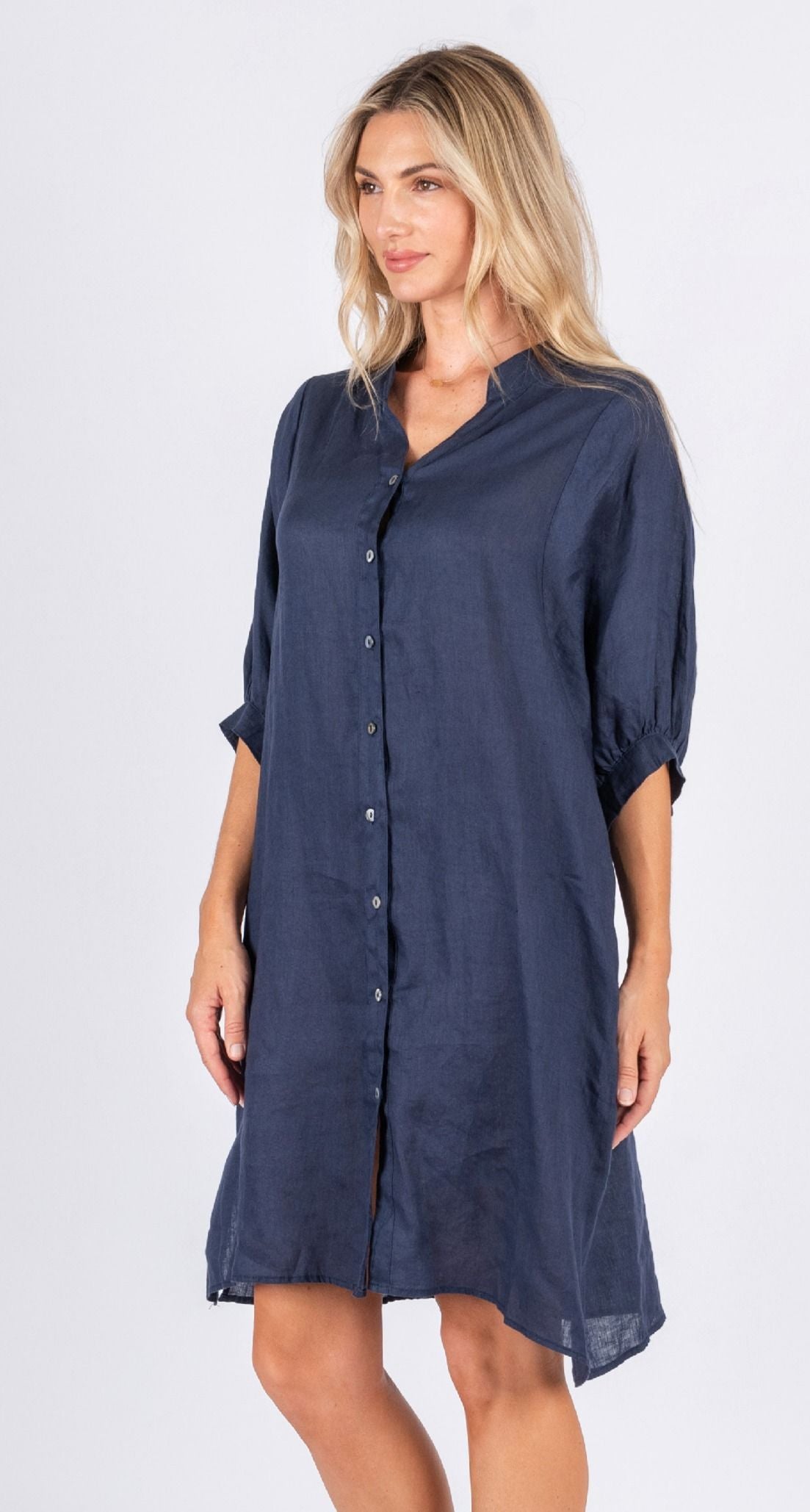 Annya Linen Dress Navy