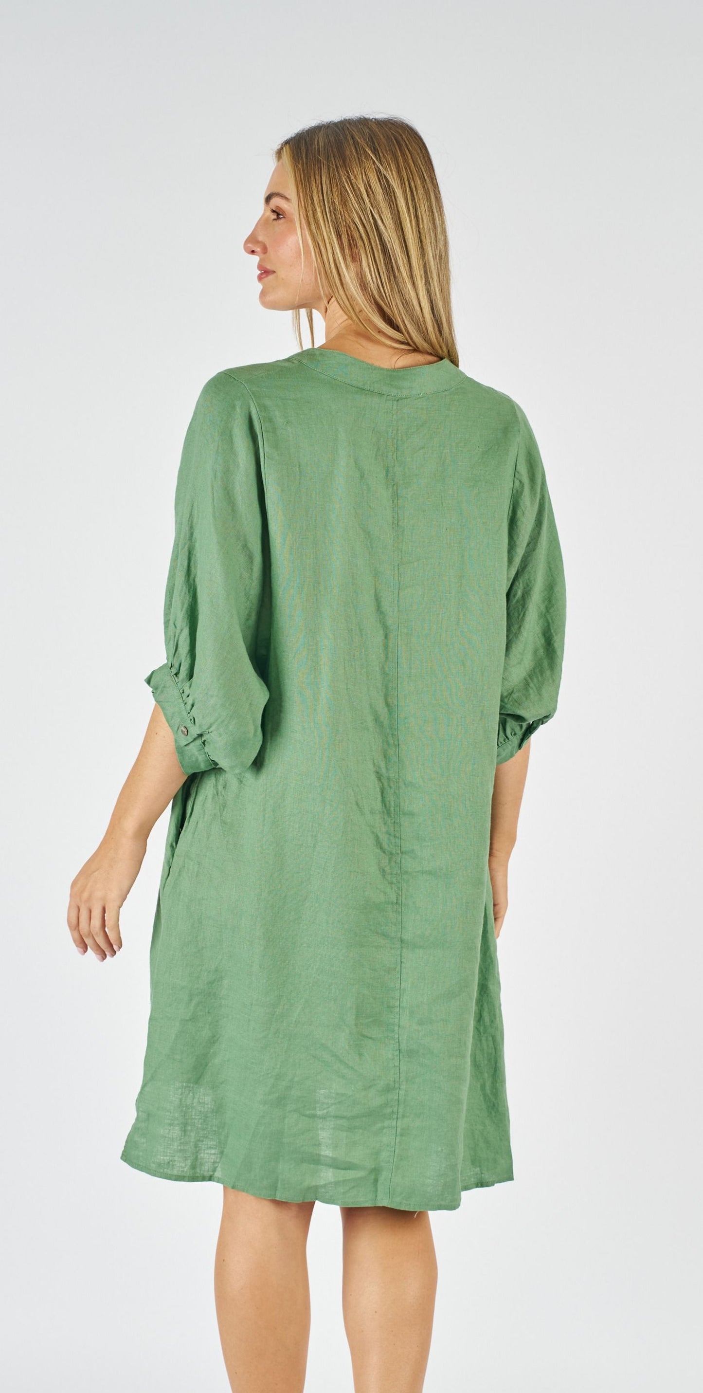 Annya Linen Dress Moss