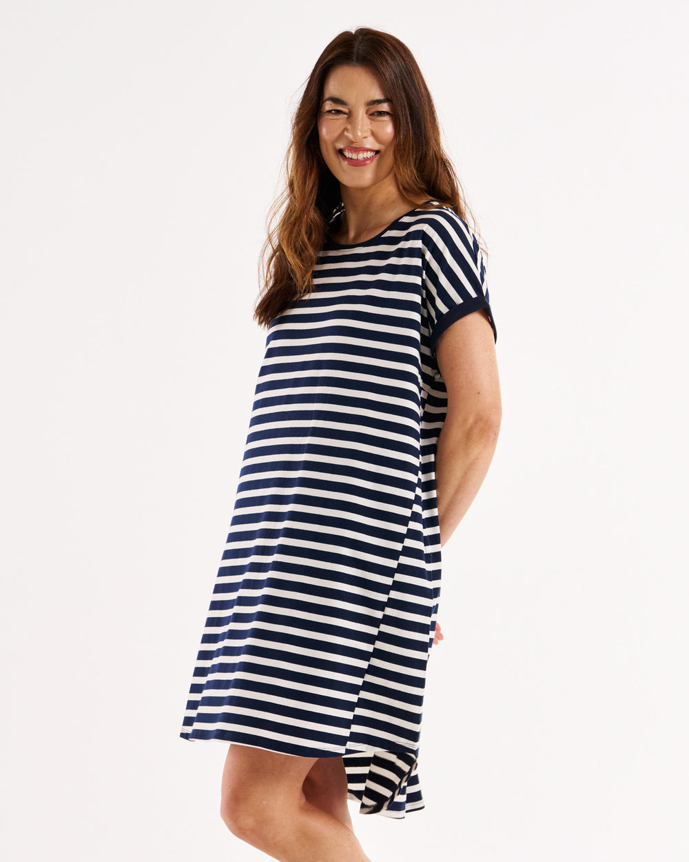 Maxine t shirt dress navy stripe