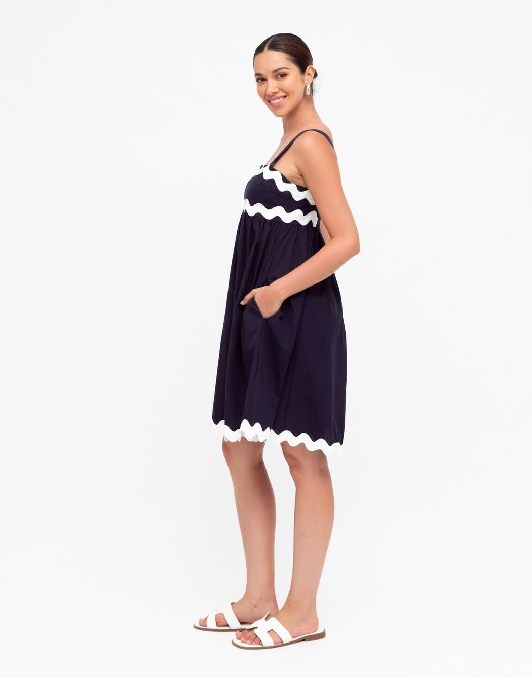 Janette ric rac navy dress