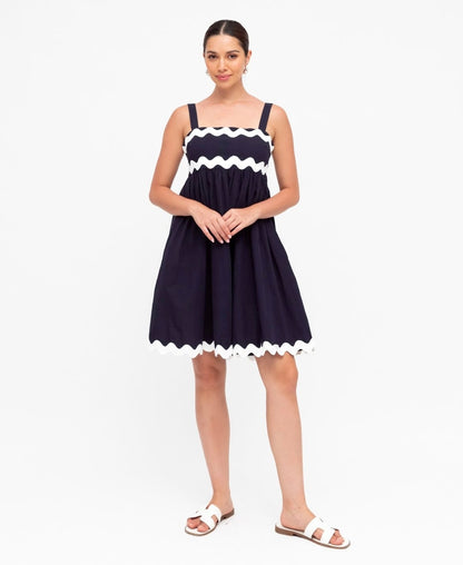 Janette ric rac navy dress