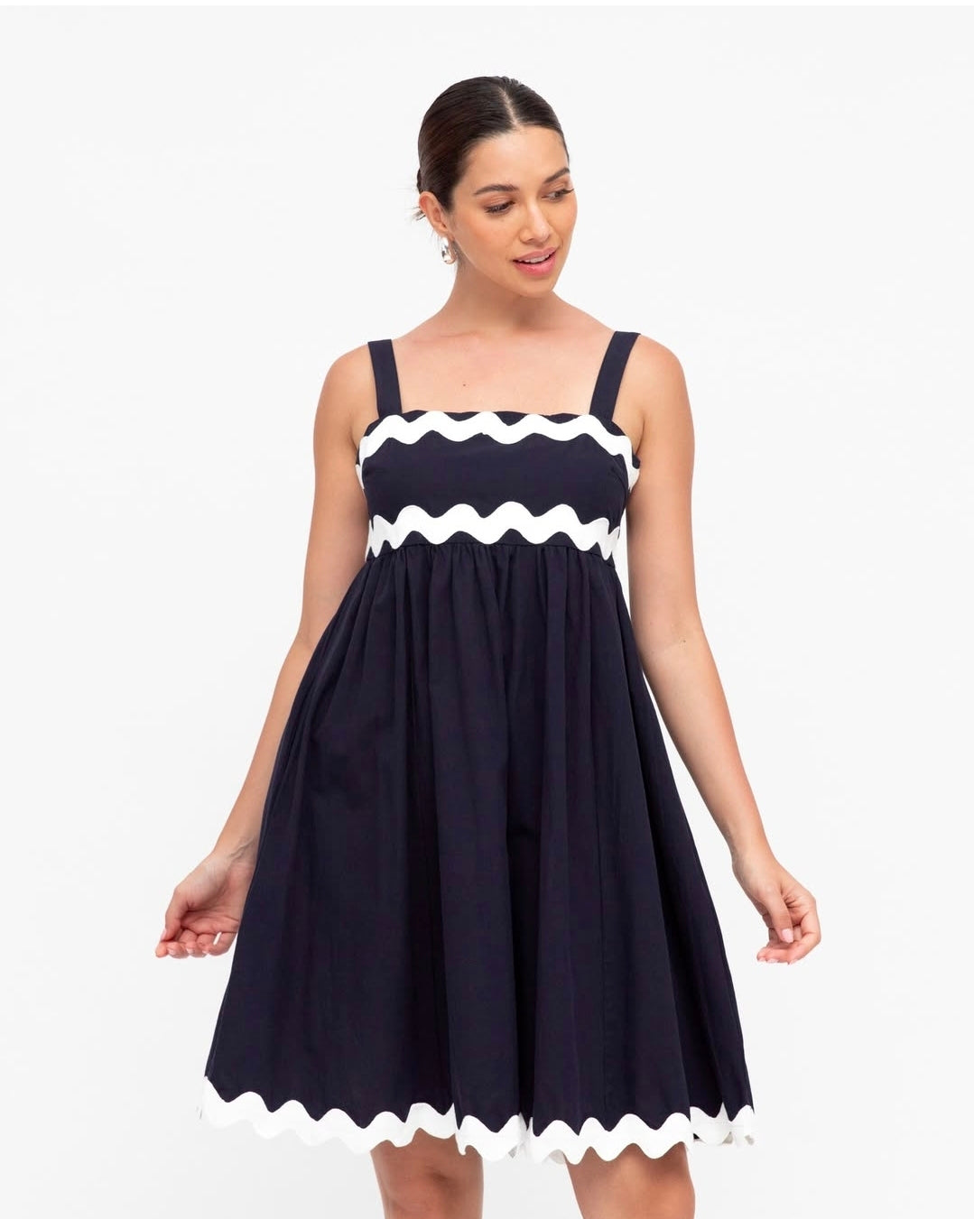 Janette ric rac navy dress