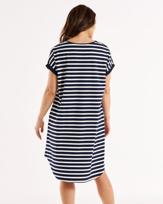 Maxine t shirt dress navy stripe