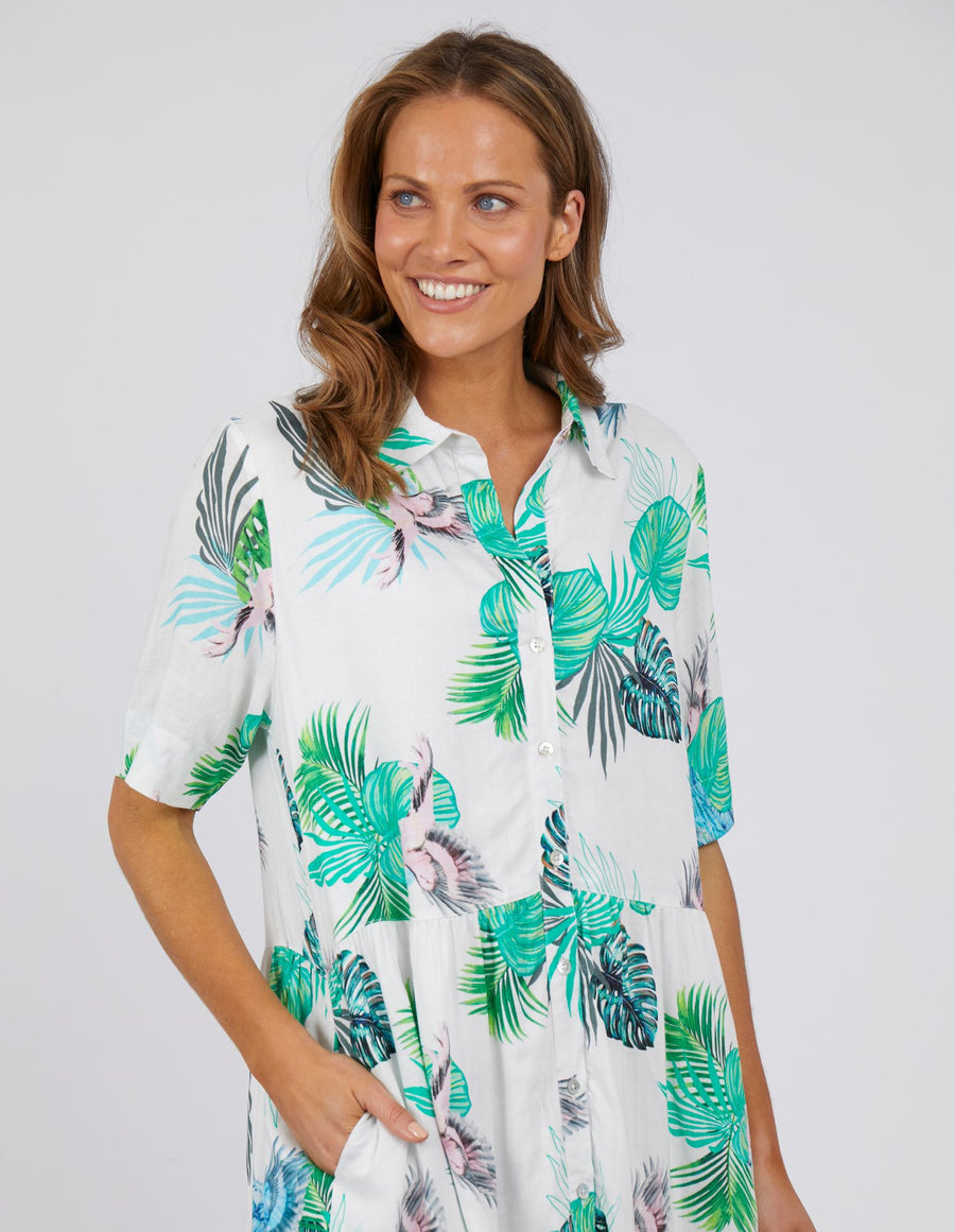 Tropicana shirt dress white